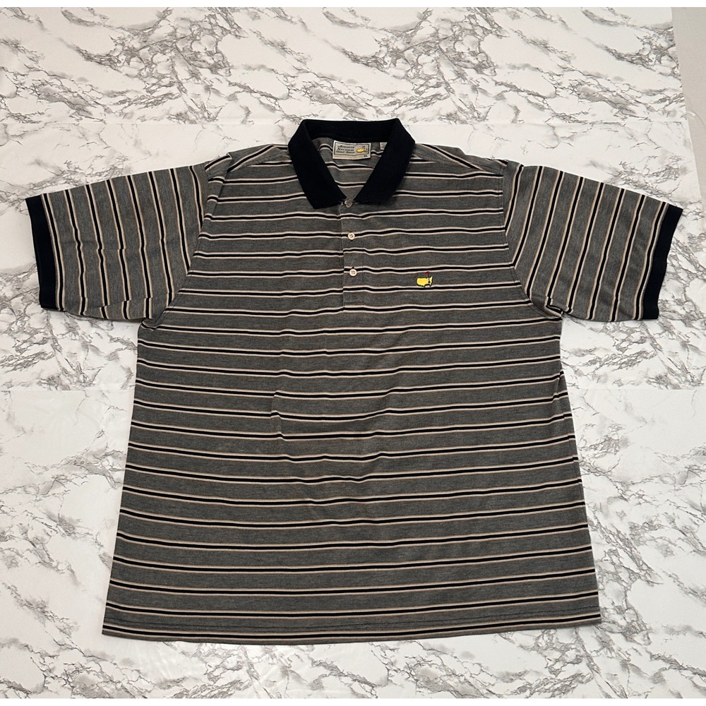Augusta National Golf Shop Masters Polo Shirt Mens XL Gray Striped Cotton